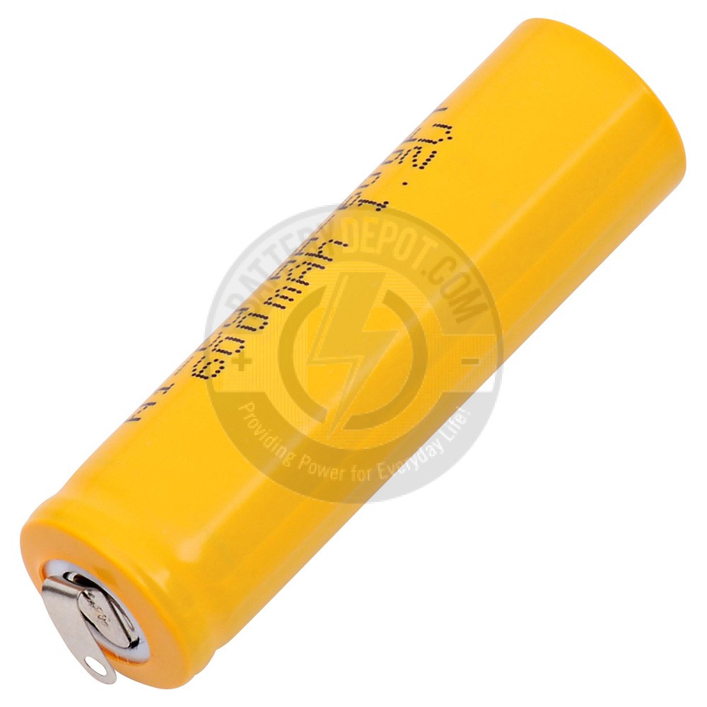 Rechargeable AA battery, with tabs