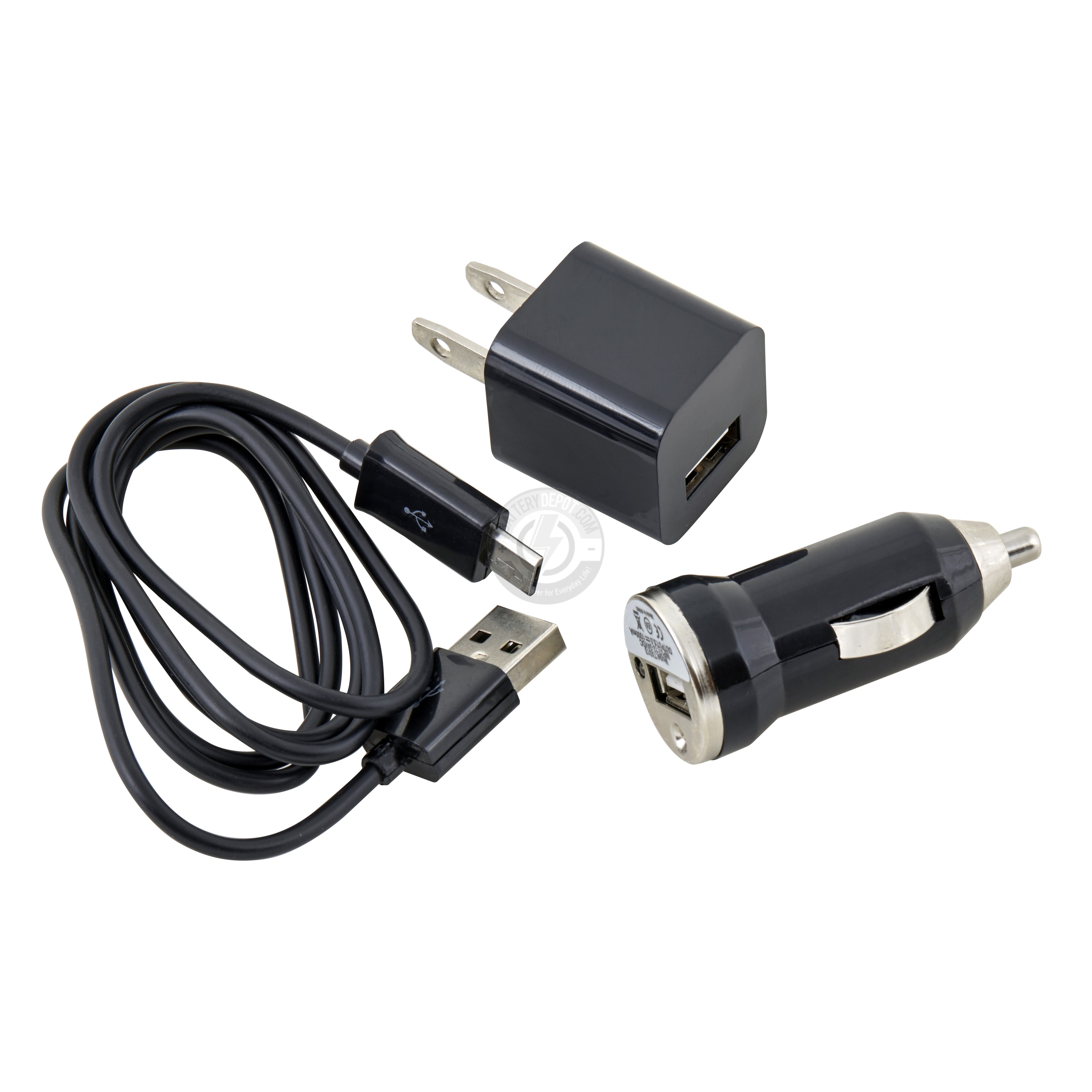USB Micro Charger includes Car & Wall Charger