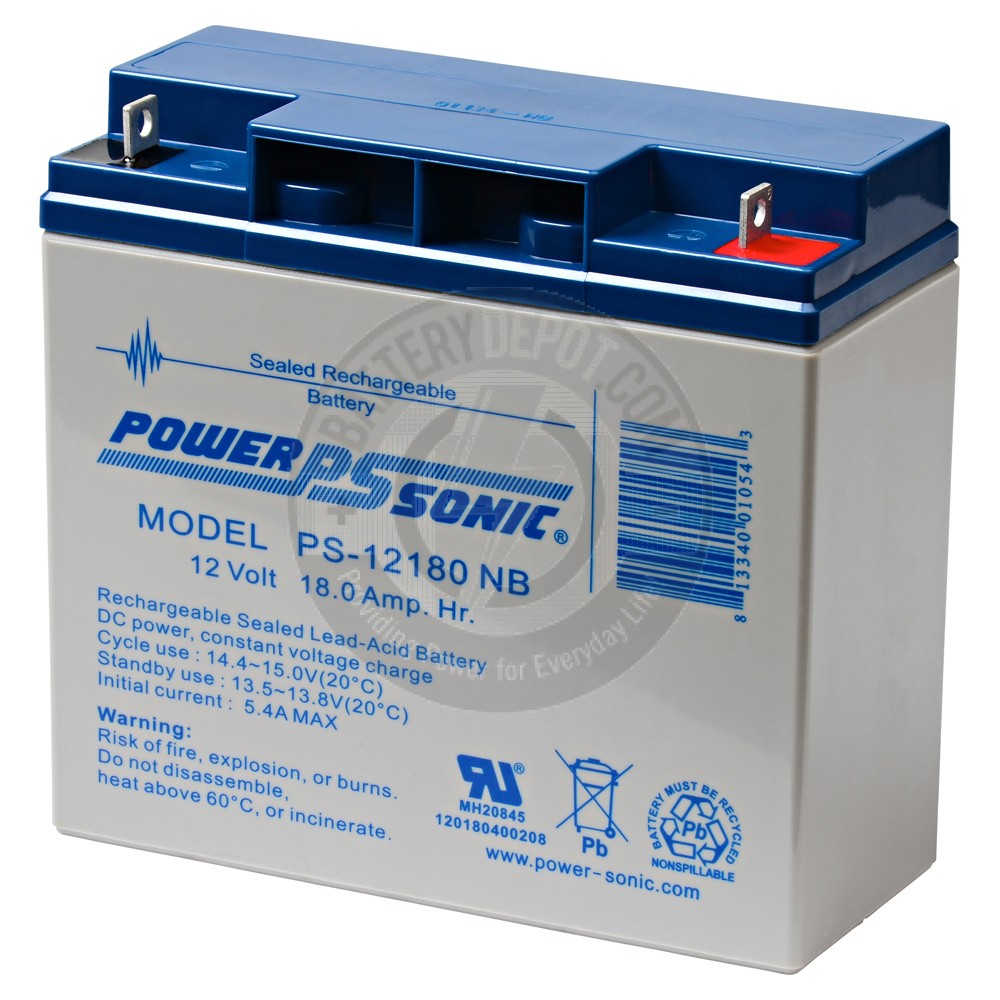 Powersonic 12v 18Ah Sealed Lead Acid Battery with Nut & Bolt Connectors