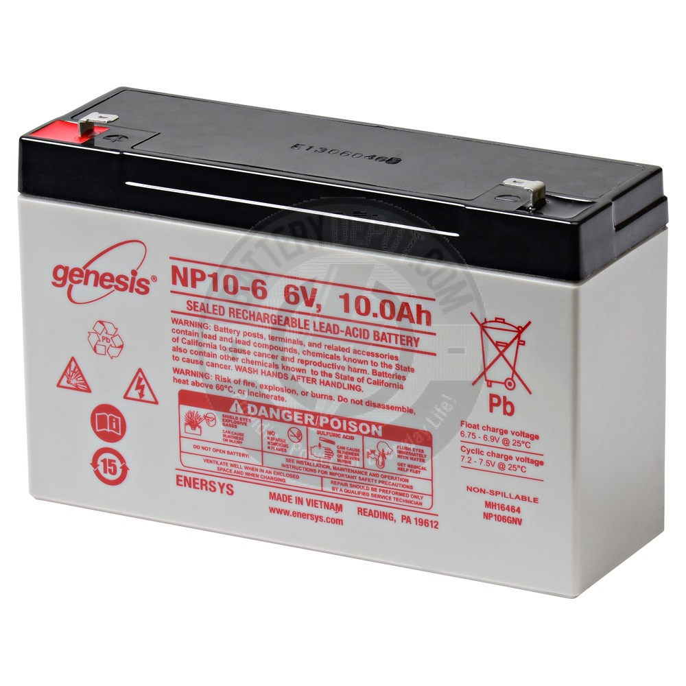 6v 10Ah Sealed Lead Acid Battery with F1 Terminals
