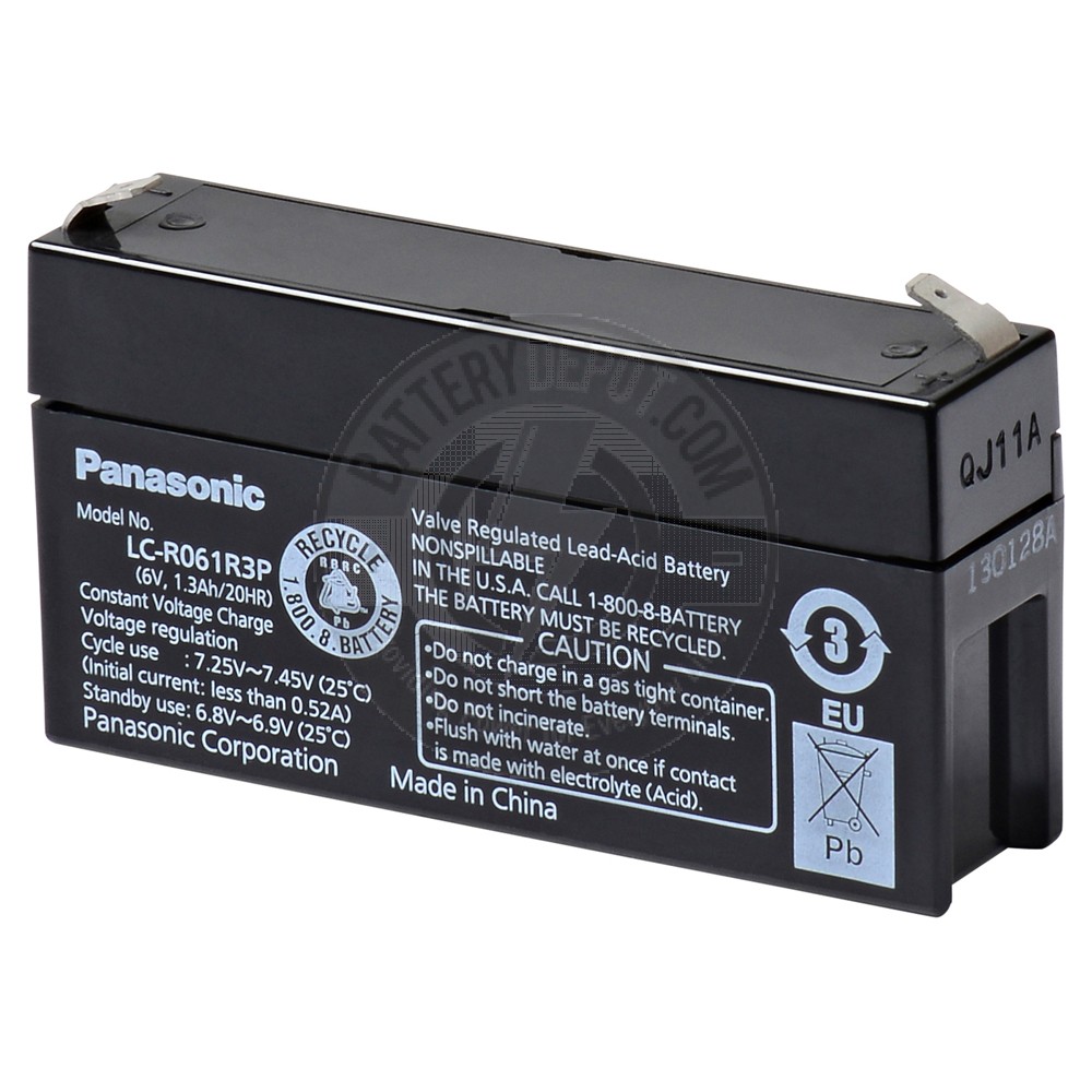 Panasonic 6v 1.3Ah Sealed Lead Acid Battery with F1 Terminals