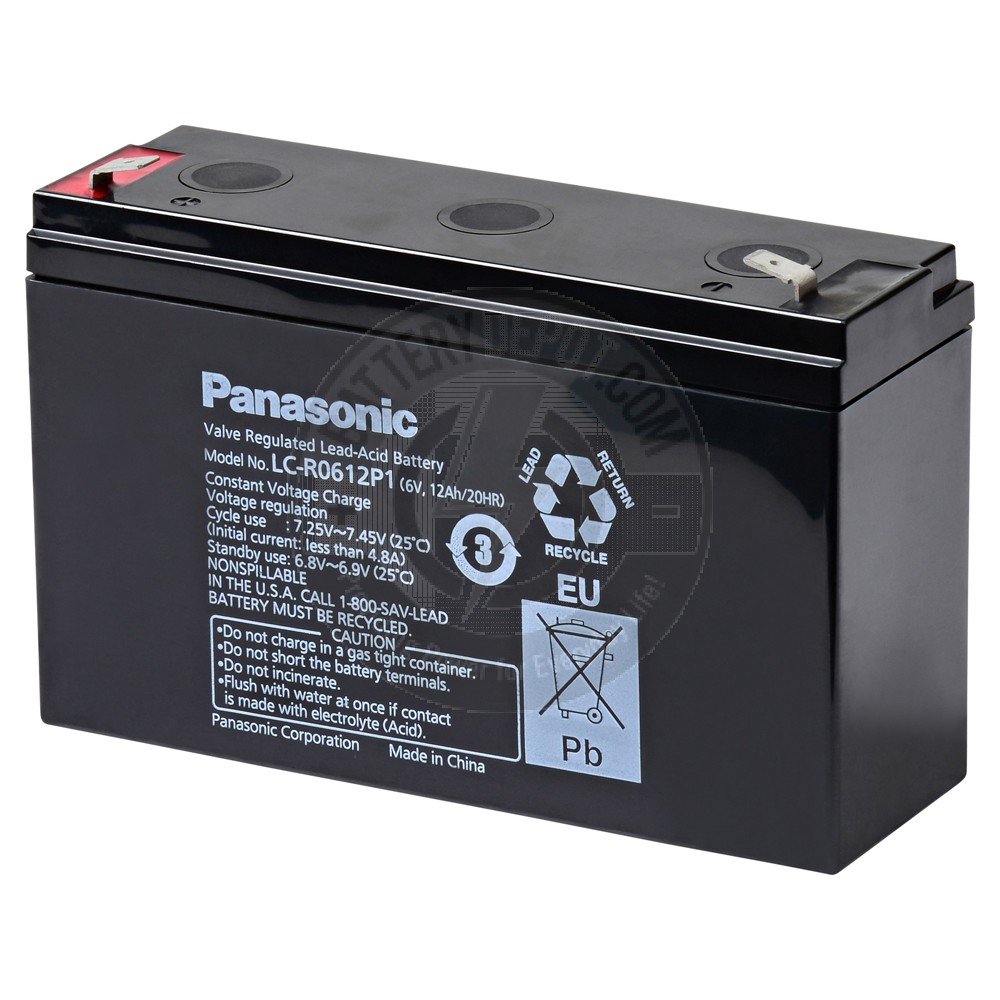 Panasonic 6v 12Ah Sealed Lead Acid Battery with F2 Terminals