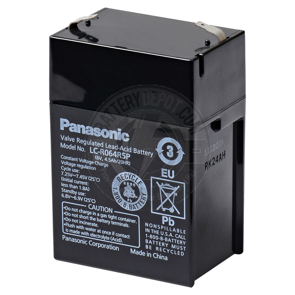 Panasonic 6v 4.5Ah Sealed Lead Acid Battery with F1 Terminals PL-0145 Lead  Acid (NP/LCR/PS)