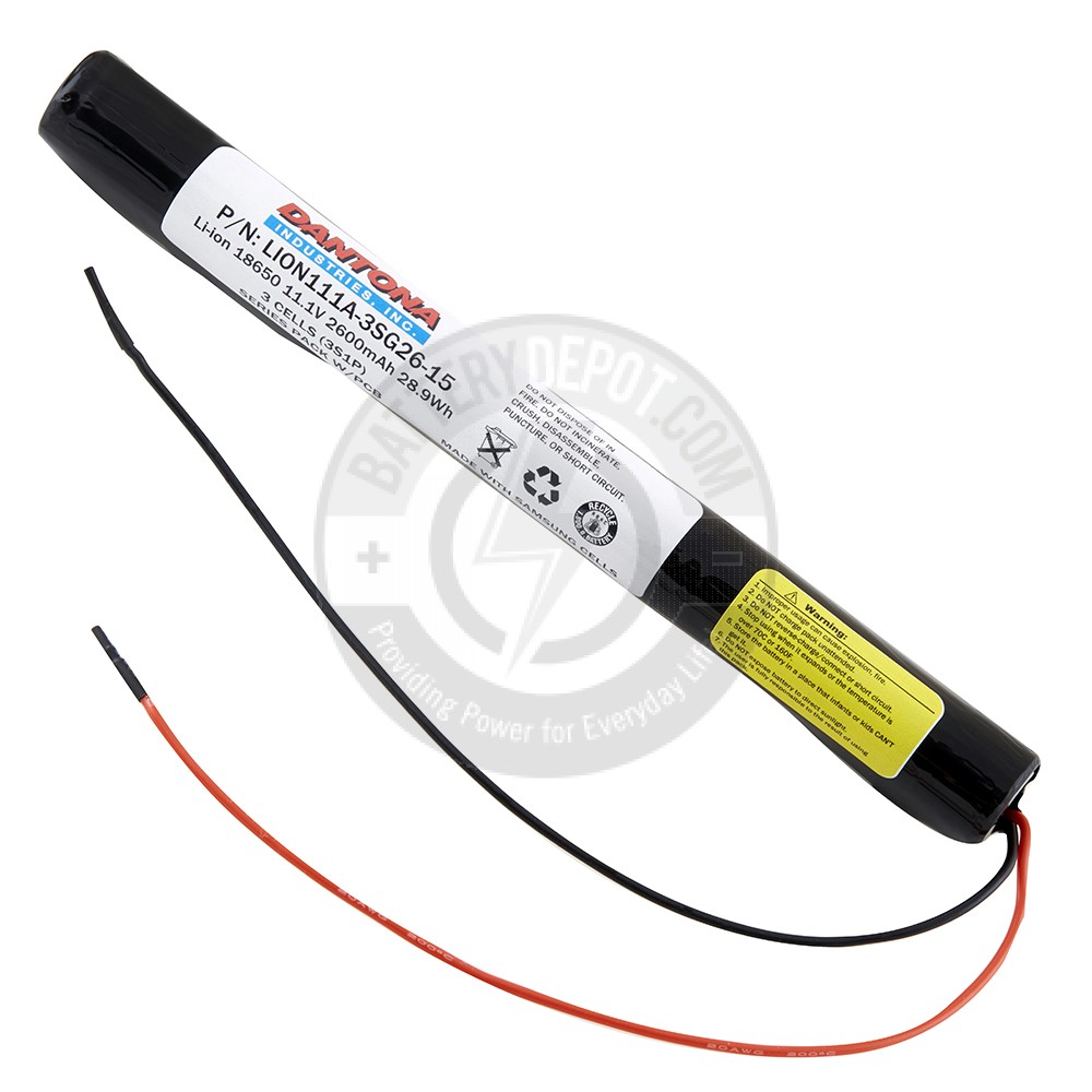11.1v 2600mAh Lithium Pack, with 3 cells