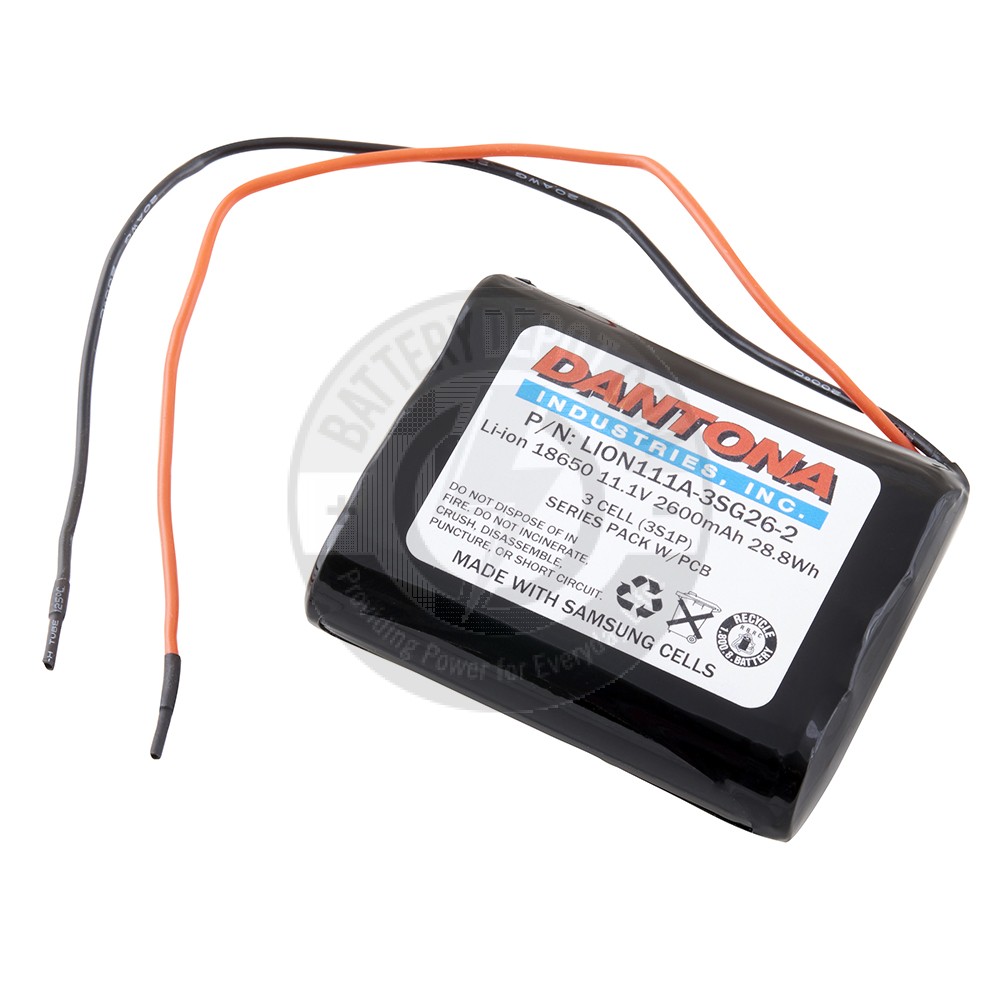 11.1v 2600mAh Lithium Pack, with 3 cells