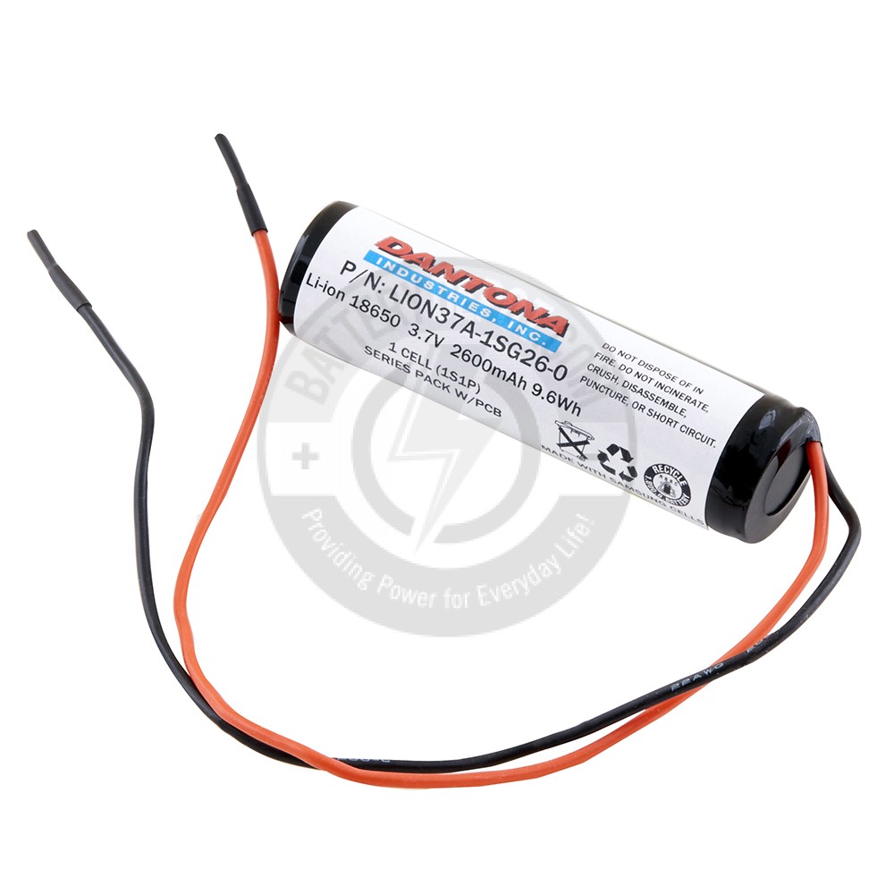 3.7v 2600mAh Lithium Pack, with 1 cell