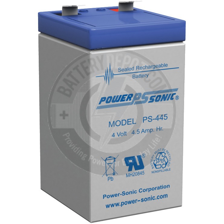 Powersonic 4v 4.5Ah Sealed Lead Acid Battery with F2 Terminals