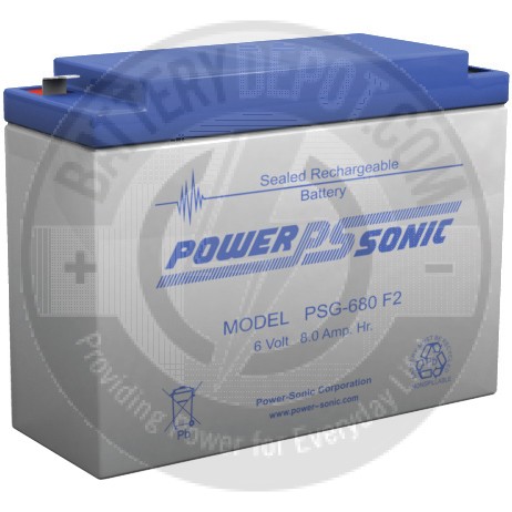 Powersonic 6v 8Ah Sealed Lead Acid Battery with F1 Terminals