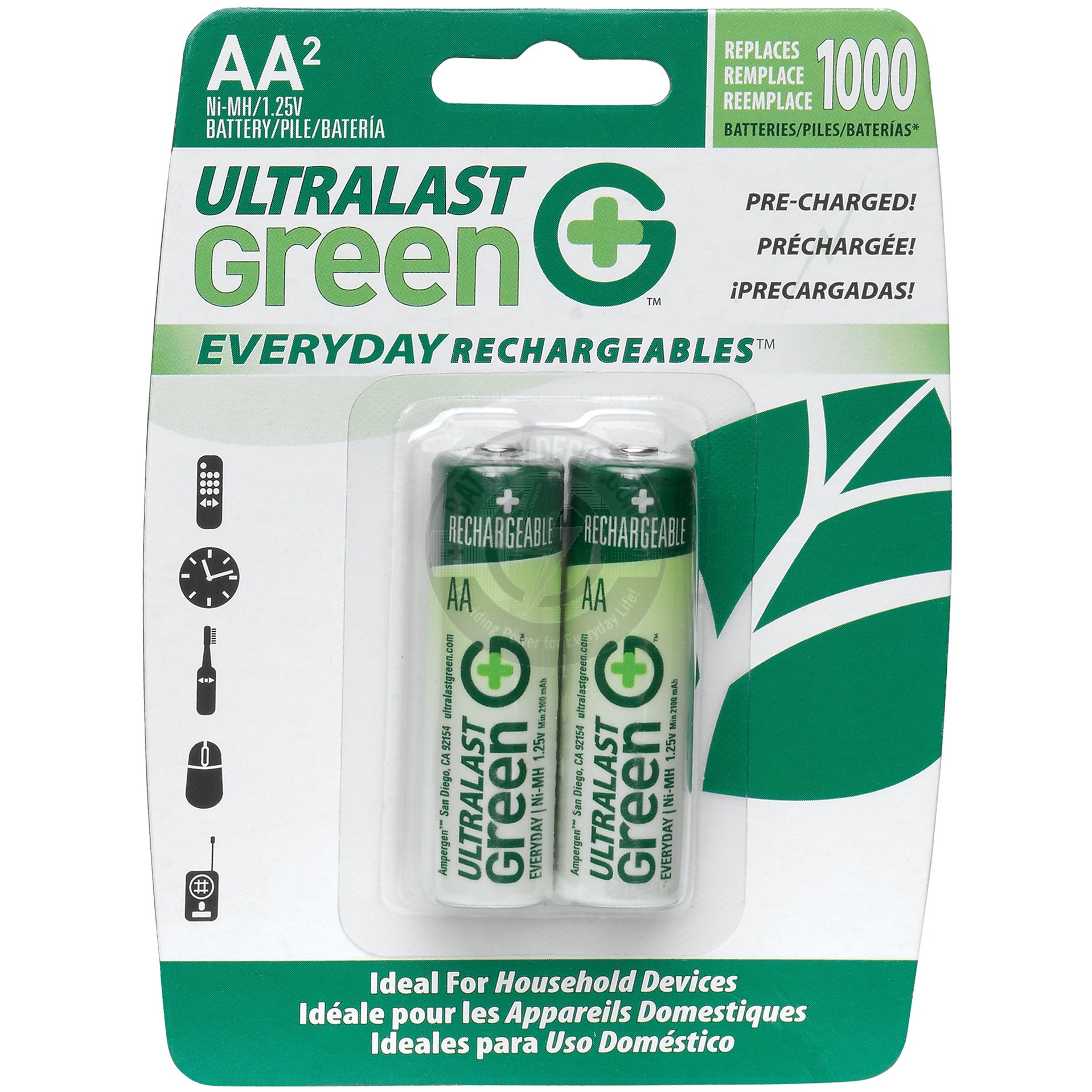 Rechargeable AA battery, 2 Pack