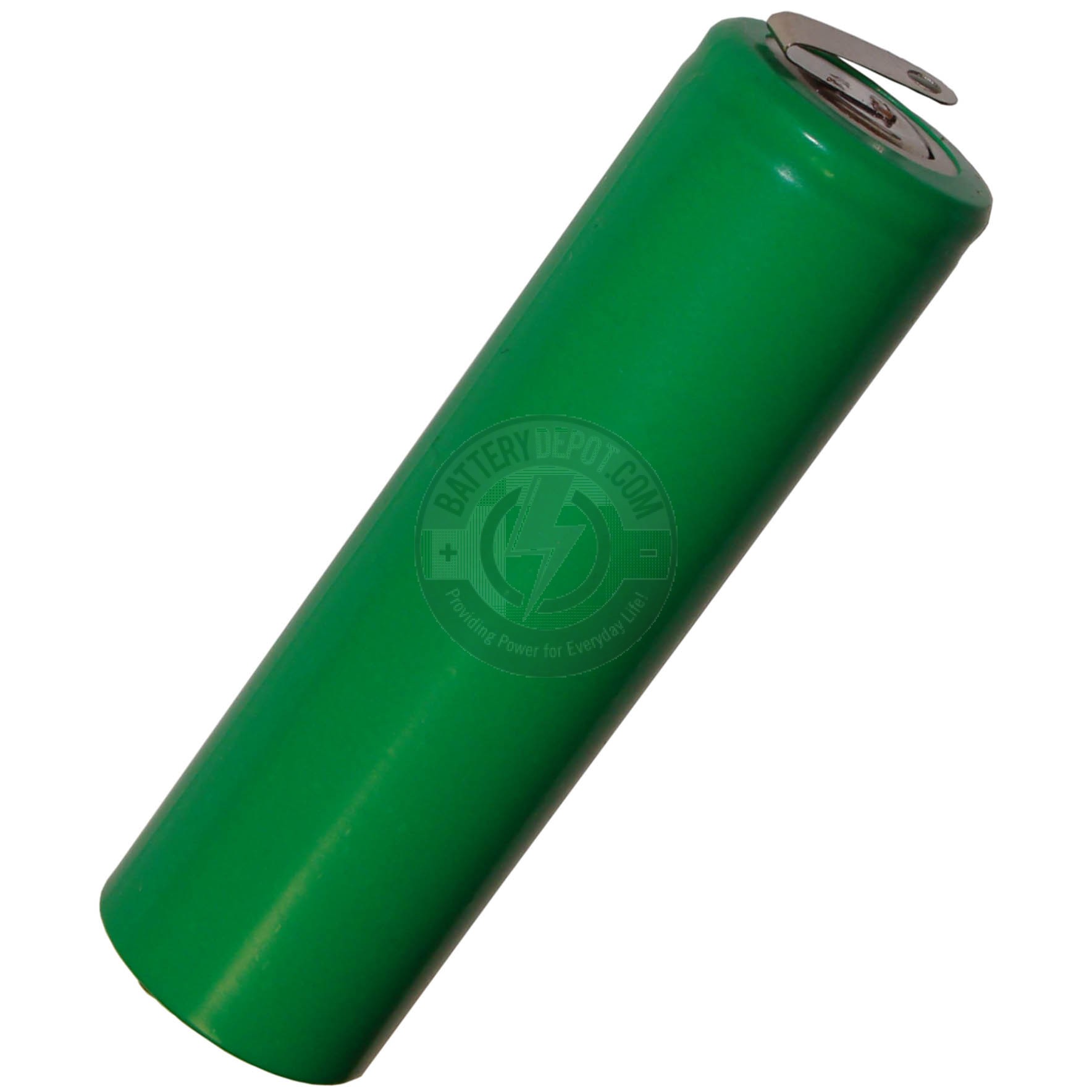Rechargeable AA battery, with tabs